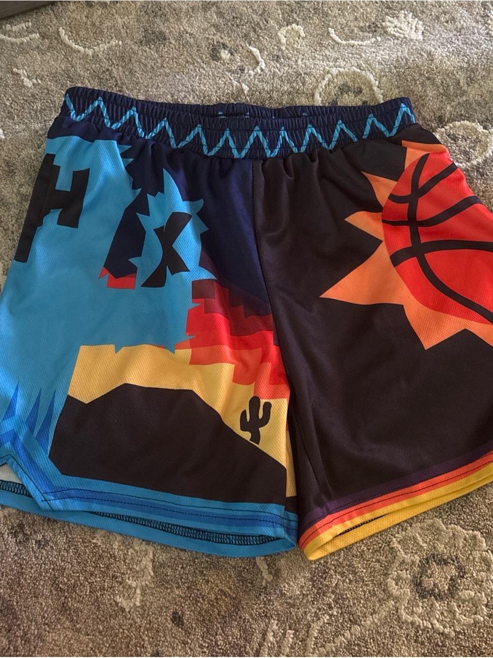 Colorful Desert Basketball Graphic Athletic Shorts